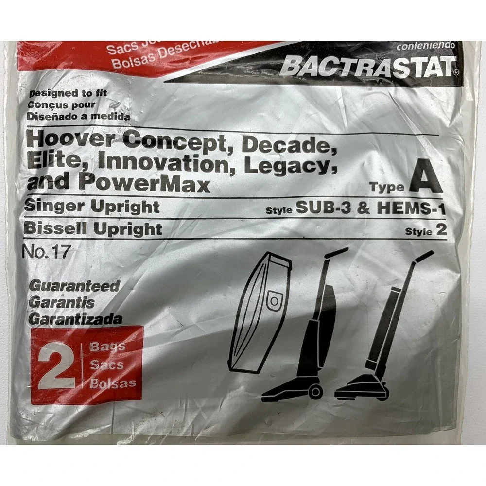 1 pk HomeCare Vacuum Bags Type A Style Sub 3 & HEMS 1 Bissell Upright Style‎ 2